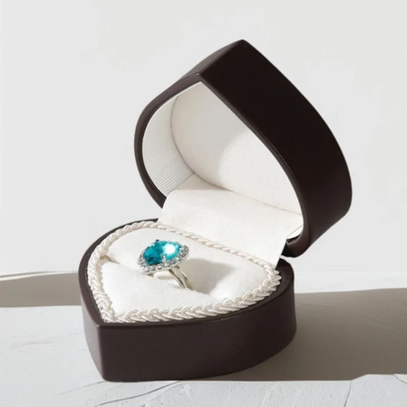 

Чехол для обручальных колец в форме сердца, органайзер для колец, мини-роскошные витрины для ювелирных изделий, женские брелоки, коробки для хранения ювелирных изделий, подарки