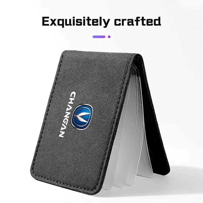 Suede Car Driver License Wallet ID Card Holder Fit Changan UNI-K CS35 CX70 CS85 CS55 CS75 CS15 F70 Document Storage Purse