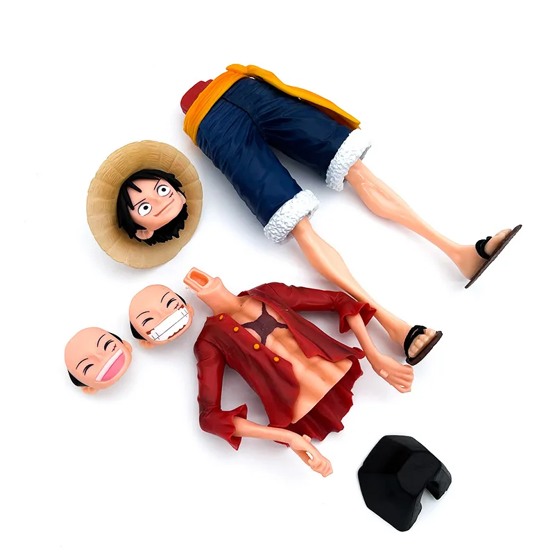 Hot 28cm  One Piece Anime Figure Confident Smiley  Three Form Face Changing Doll Action Figurine Model Toy image 2