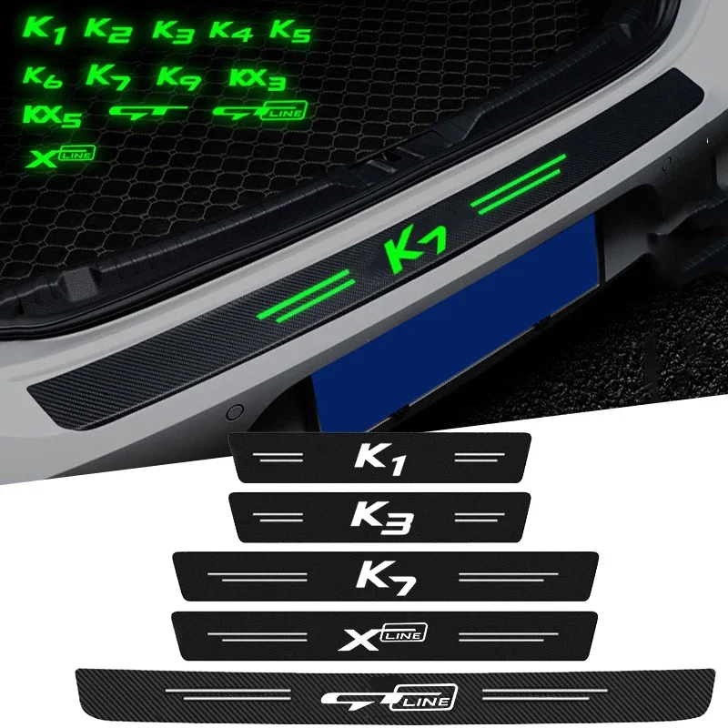 Luminous Car Door Sill Threshold Strip Decals Stickers Tape Film for Kia K7 K9 KX3 K1 K2 K3 K4 K5 K6 KX5 GT GTLine XLine Logo