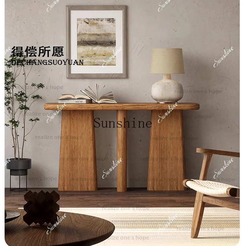 

Wabi Sandy Wind Solid Wood Entrance Table B & B Hotel Clubhouse Decoration Retro Entrance DoorP