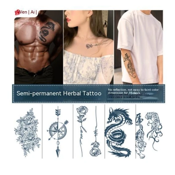 Herbal Tattoo Stickers Lasting Waterproof Juice Stickers Eagle Scorpion Net Red Arm Half Arm Simulation Funny Tattoo Stickers