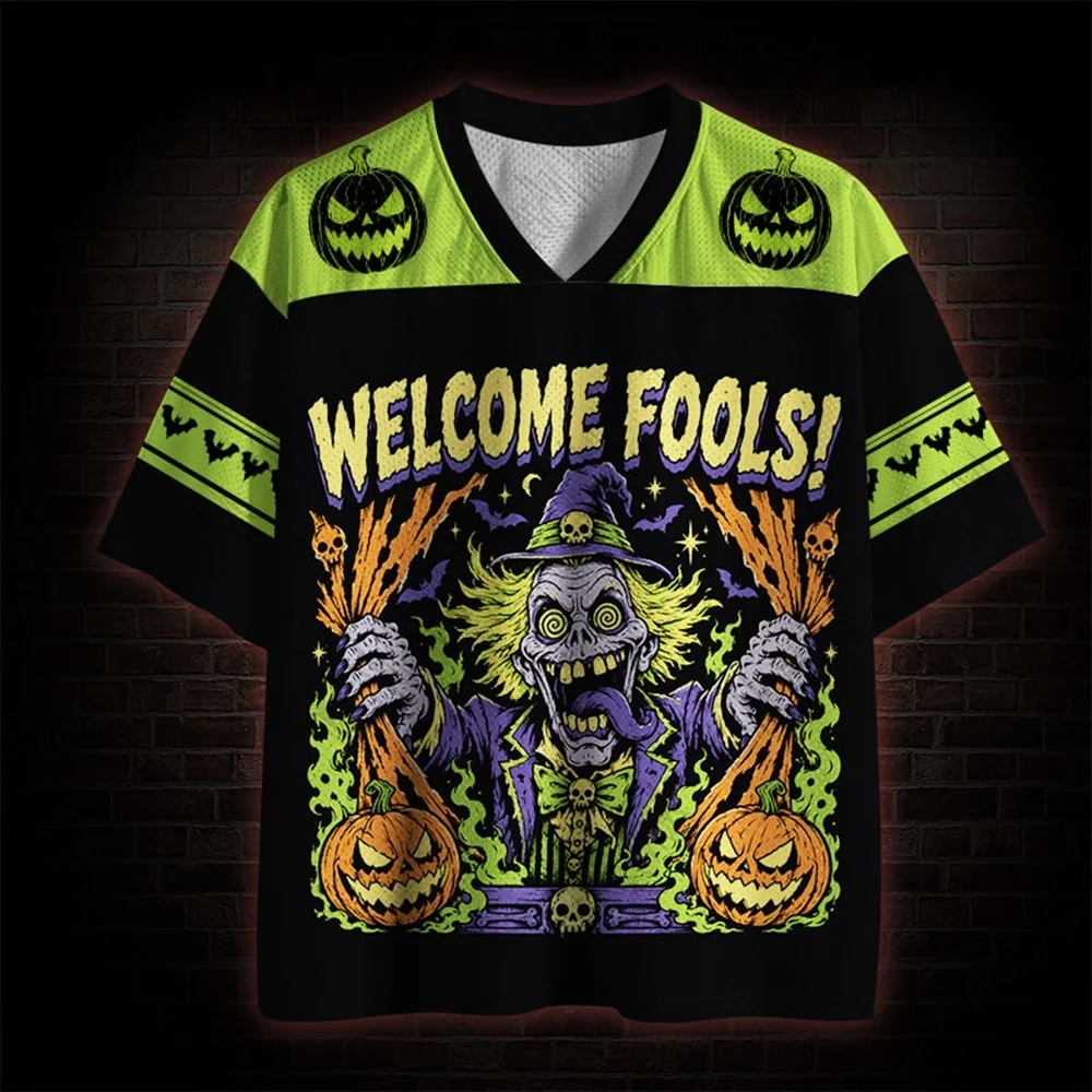 Unisex Gothic Dark Retro Halloween Jersey Vintage Pumpkin Art Print,Oversized Top for Costume Night Street Hangout Fall Festival