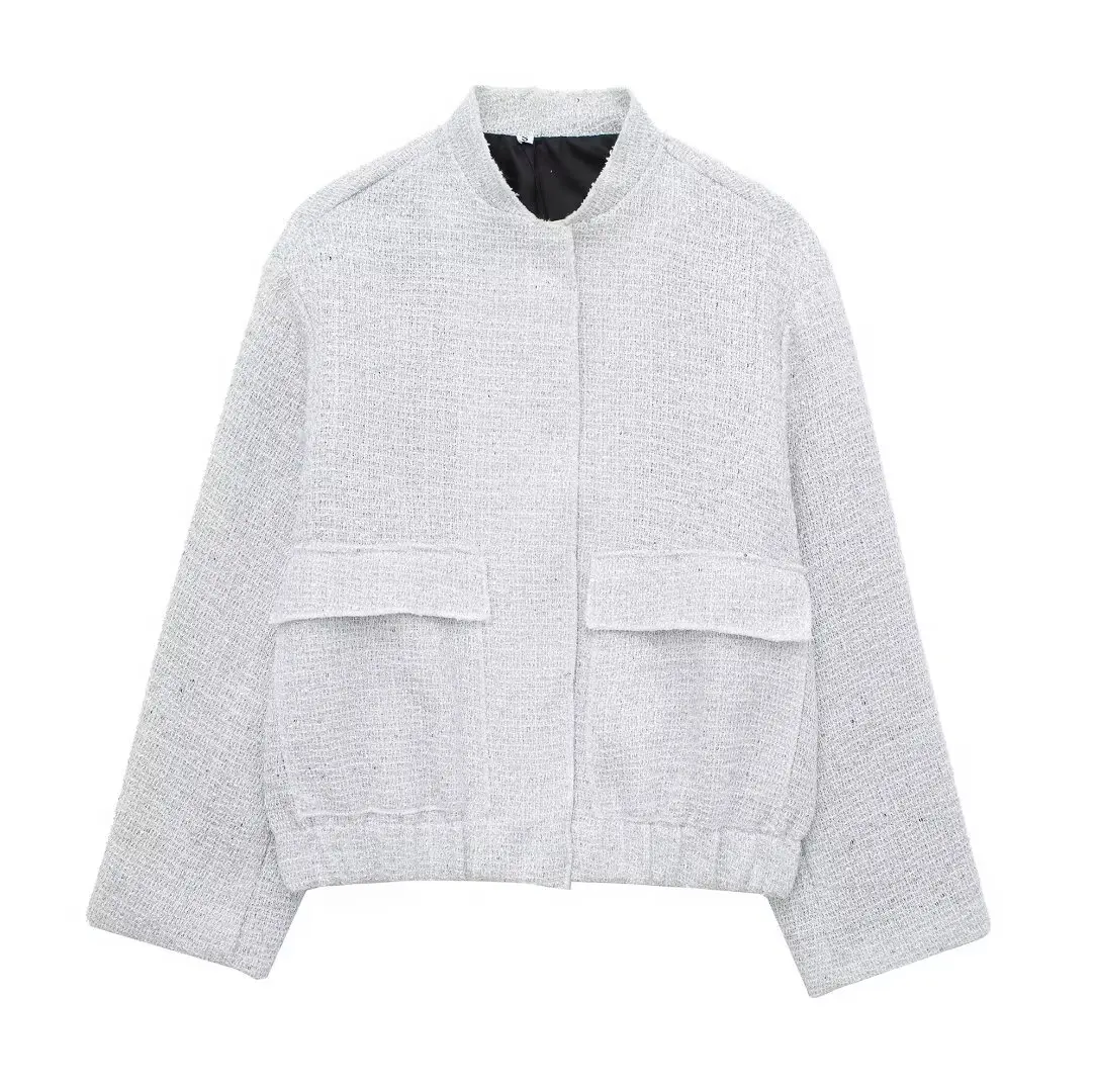 JNLEAOG Casual Faion Pailletten Verziert Jaet frauen Herbst Neue Sle Vielseitig Einfache Design Polyester ort Mantel