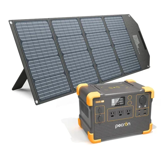 PECRON 1200W E600LFP Solar Generator, LiFePO4 Portable Power Station, Solar Energy System Energy Storage Power Station