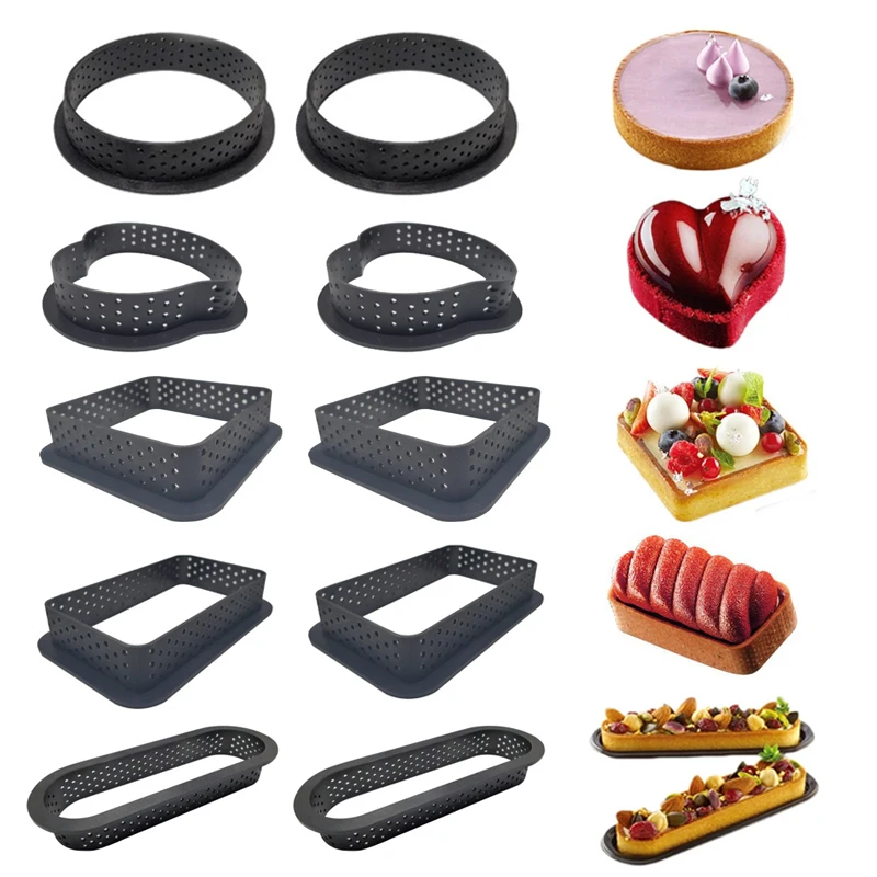 5-20 sztuk perforowane plastikowe tarta pierścień koło DIY francuski owoce mus ciasto deser formy Cutter do ciast do kuchni narzędzie dekoracyjne