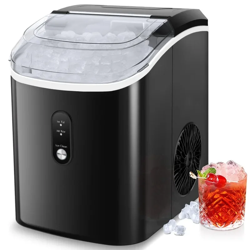 COWSAR Nugget Ice Maker Countertop, Chewable Pebble Ice 34Lbs Per Day, Crunchy Pellet Ice Cubes Maker Machine with Self Cleaning