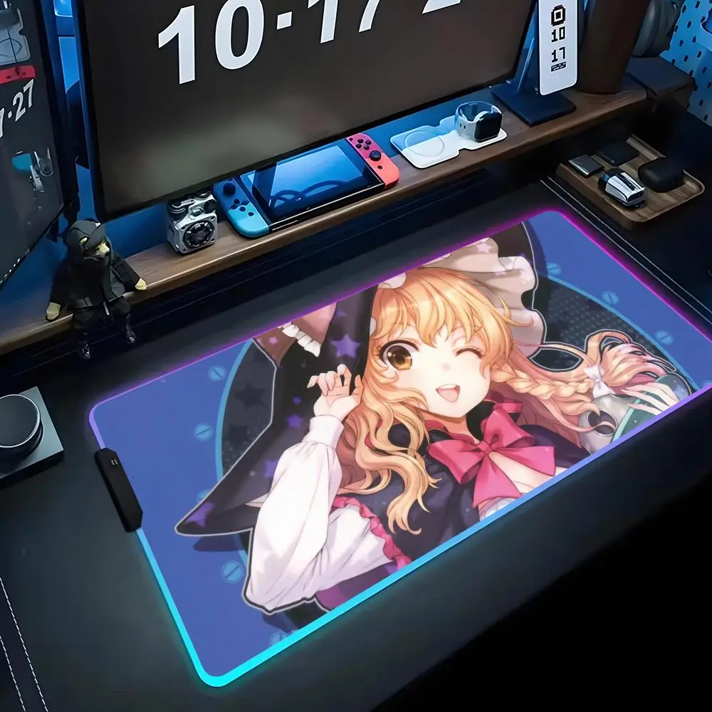anime heksenbehang Muismat RGB Gaming Muismat Grote LED Pad PC Bureaumat Lichtgevende muismat Grote toetsenbordmatten Tafelkleed