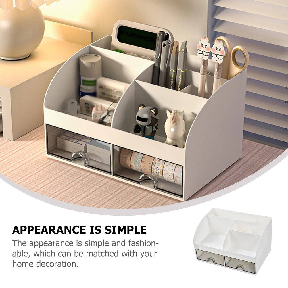 

Desktop Organizer Stationery Storage Office Bedroom White Lightweight Tabletop Holder Tape Display Case
