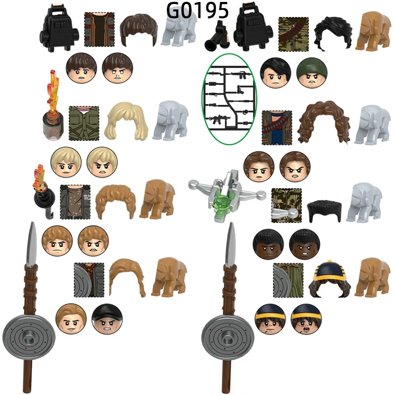 

The G0195 Weapons Pants Hair Parts Action Figures Backpack Spear Shield Crossbow Model Blocks MOC Bricks Set Gifts Toys
