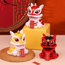 Cute Chinese Lion Statue Small New Year Figurines Spring Festival Party Home Decorations Coffee Table Auto Car Ornaments