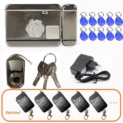 Electric RFID Gate Lock Magnetic AutoLock Swip ID card to Unlock Keyless Door Entry Anti-theft Security Lock OR Remote Control