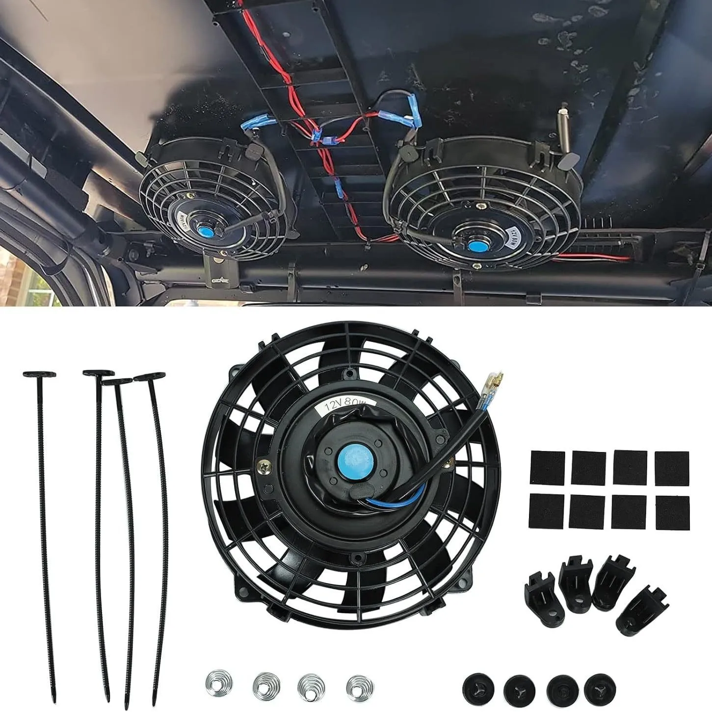 Radiador electrónico de aire acondicionado de coche de 8 pulgadas, hoja de ventilador de refrigeración, Kit de montaje de frío eléctrico, piezas universales de aire acondicionado para automóvil