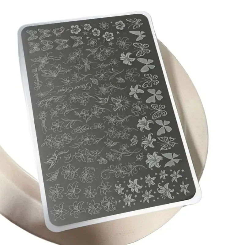 Nail Art Transferdruck Stahlplatte Blumen Schmetterling Schleife Nagelstempelplatte Nageldesign Schablonenwerkzeuge – Detail 8