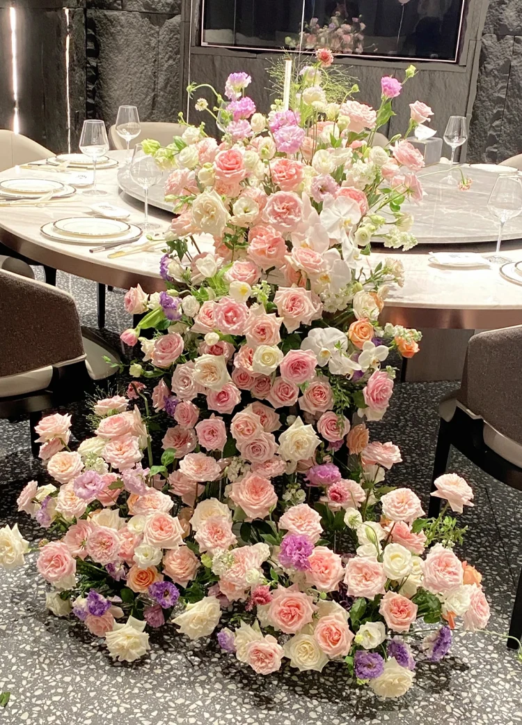 Waterfall table flower simulated flower rose wedding ornament hotel arrangement beautiful Chen decoration fake flower