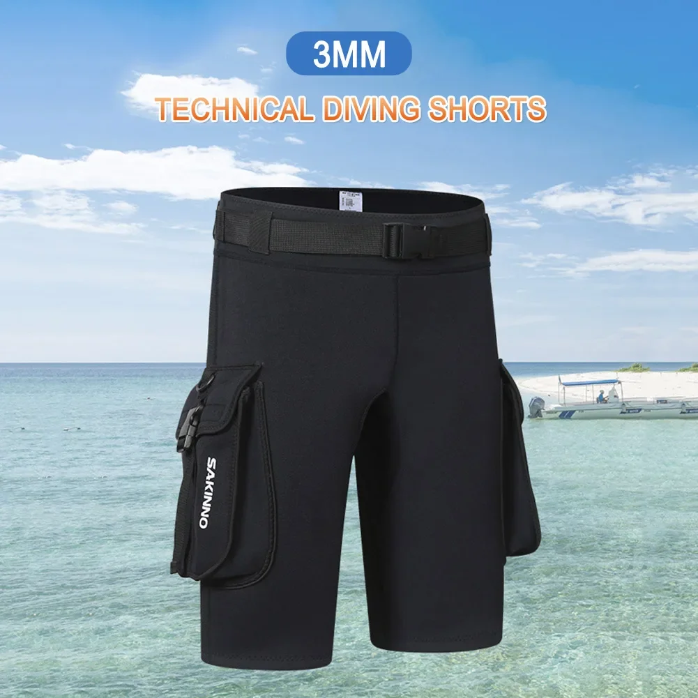 3mm neoprenowe spodenki Tech Shorts utrzymujące ciepło kombinezon unisex spodenki Cargo D-ring klamra wyciek otwór na sprzęt do nurkowania akcesoria