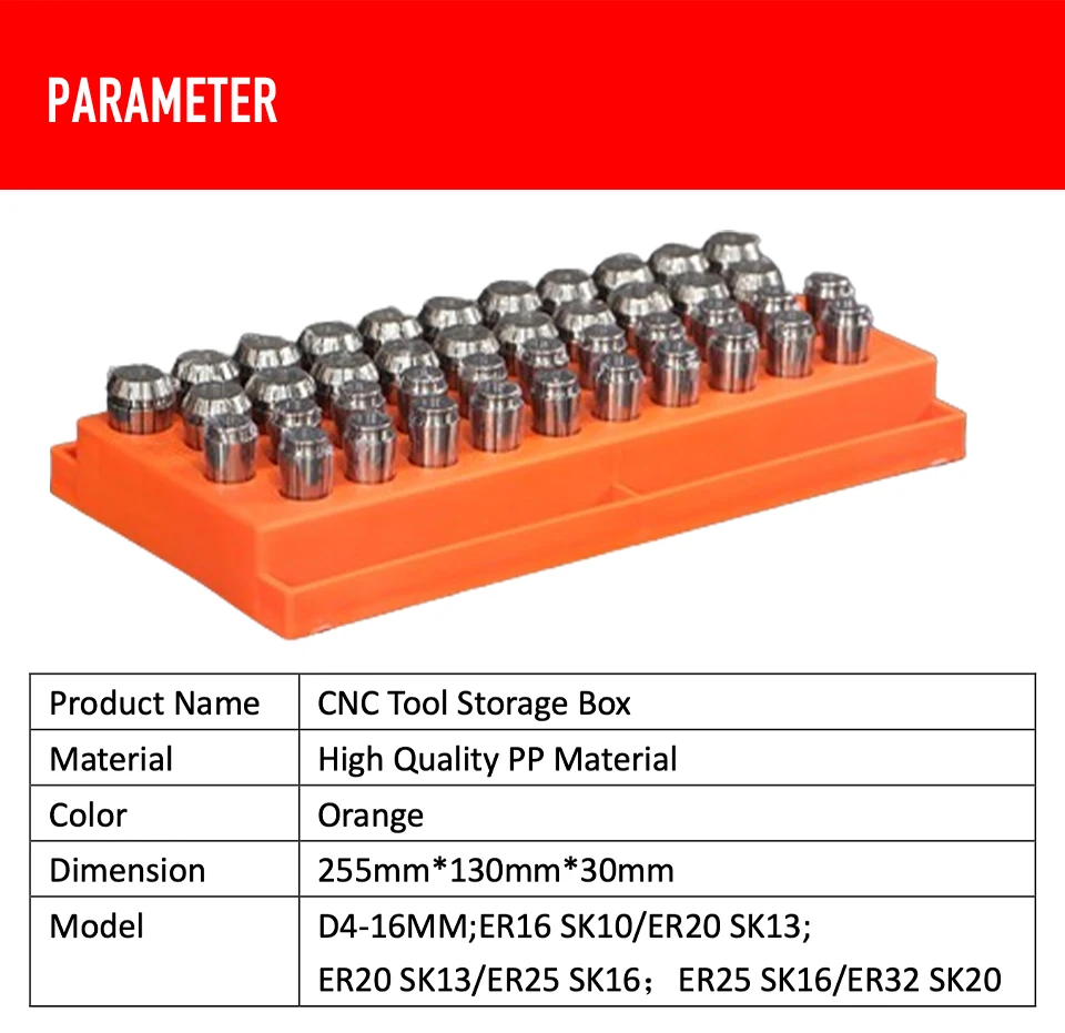 D4-16MM fräser fräser koffer cnc aufbewahrung sbox er16 er20 er32 collet aufbewahrung sbox pp werkzeug halter organisator cnc bearbeitungs zentrum – Detail 1