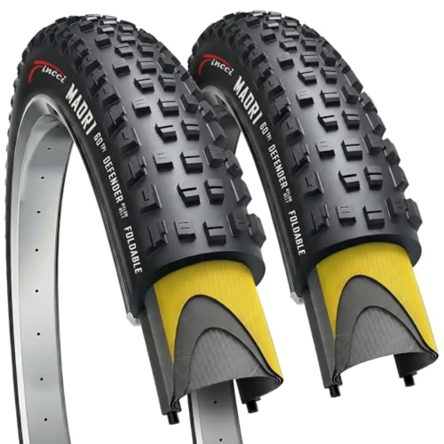 

Maori 29x2.25 Mountain Bike Tire - 29 Inch Bike Tire with 1 mm Nylon Puncture Resistant 60 TPI - Foldable Kevlar Black 57-622 M