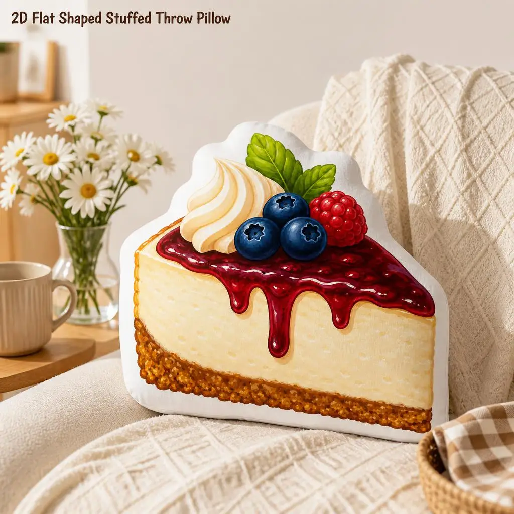 Berry Cheesecake Slice Dessert Plush Pillow Cushion Irregular Stuffed Throw Pillow Home Decor Gift Sofa Bed