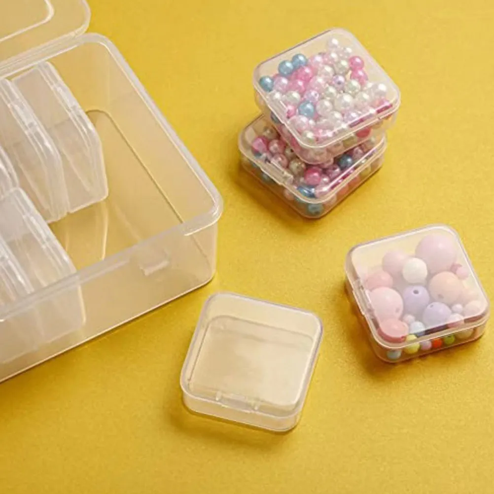 

1Set Mini Storage Organizer Box Clear Plastic Multi-Purpose Storage Case Pill Beads Jewelry Ring Ear Studs Sorting Container