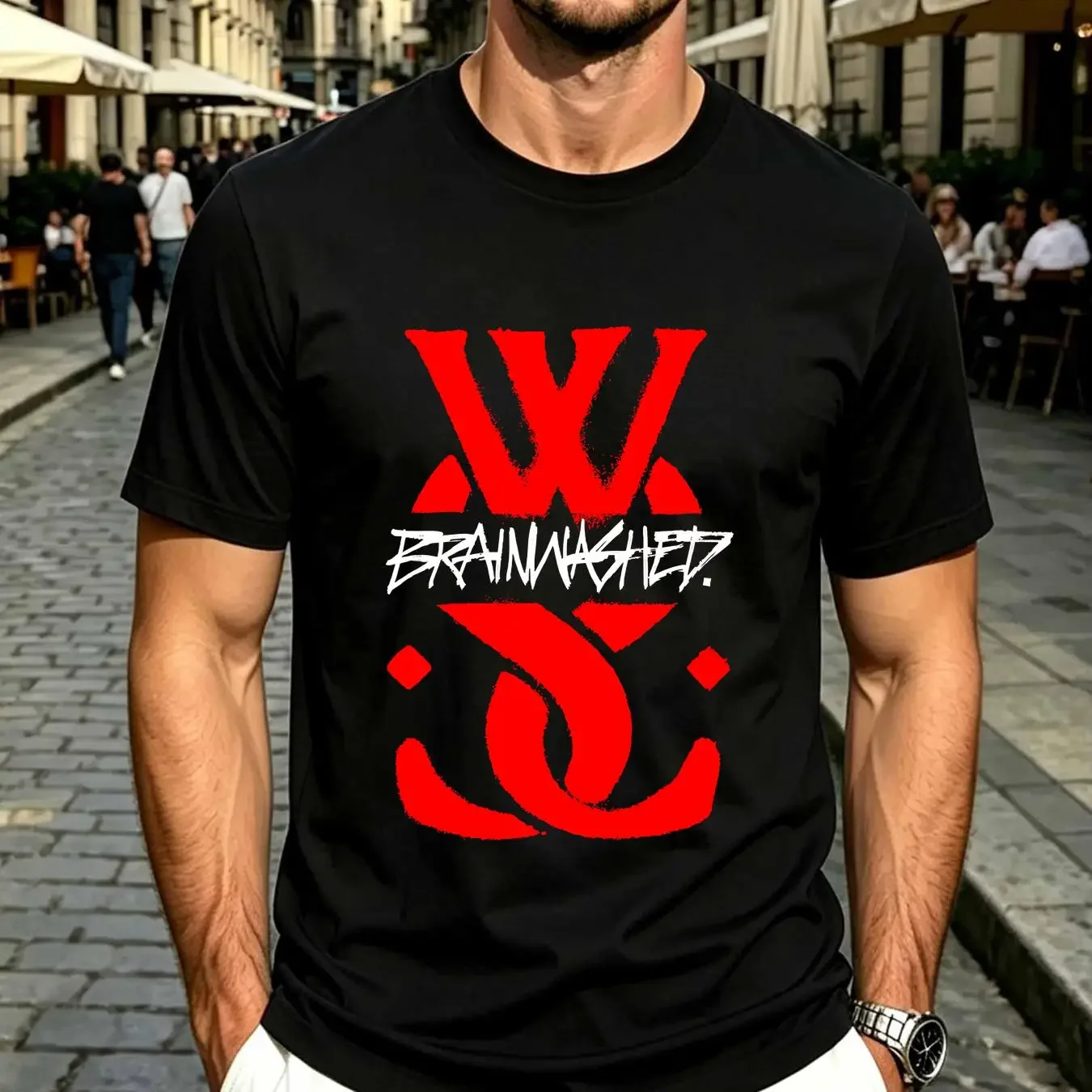 washed T Shirt while she sleeps brainwashed logo vintage Washed graphic fashion Versatile Comfortable Stretched