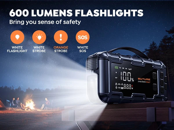 BUTURE 6000A Auto Starthilfe PD45W Power Bank Tragbare 160PSI Luftpumpe Batterie Notfall Booster Startgerät Auto Starter – Detail 6