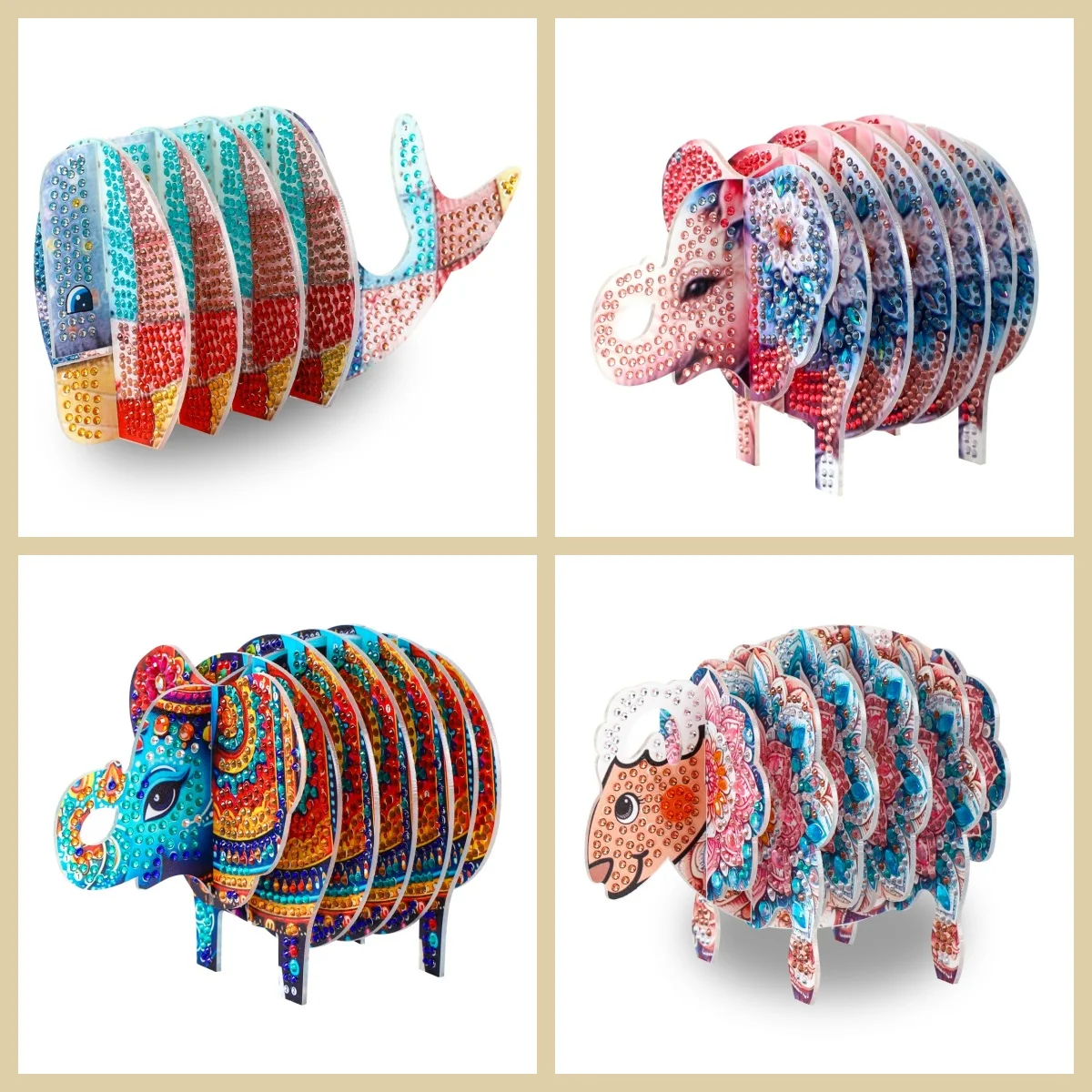 

1 набор алмазной живописи «сделай сам», подставки в форме животных из акрилового материала, подходящие для украшения гостиной и офиса.