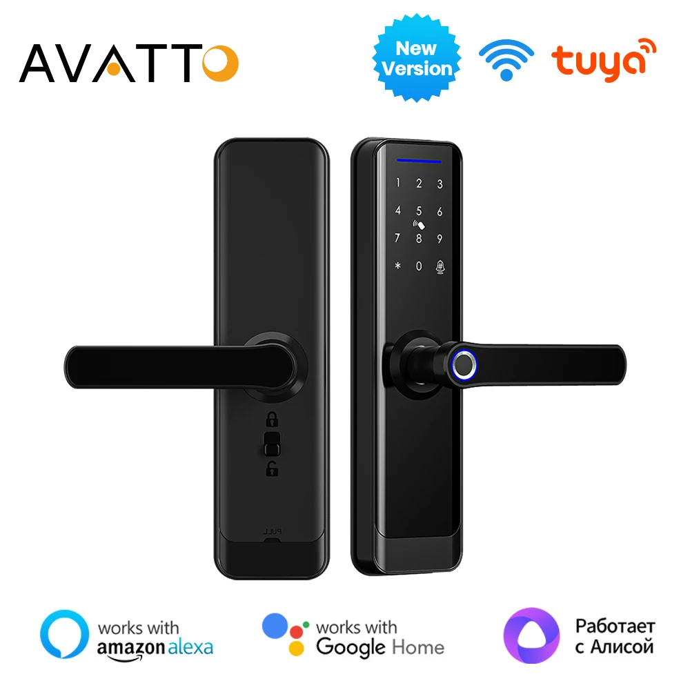 

AVATTO Tuya WiFi Smart Door Lock,Digital Electronic Lock Door Lock With Fingerprint Password,Smart Life APP Remote Control