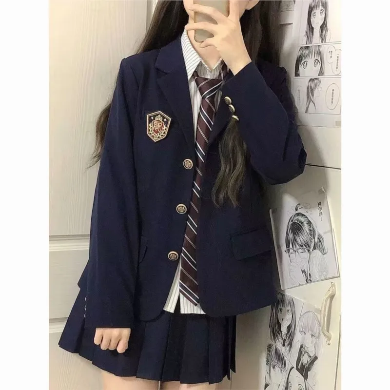 

2026 оригинальный униформа JK для девочек, пиджак, пальто, юбка, комплект японского студента, весенне-осенний костюм, пальто, верхний комплект одежды LI799