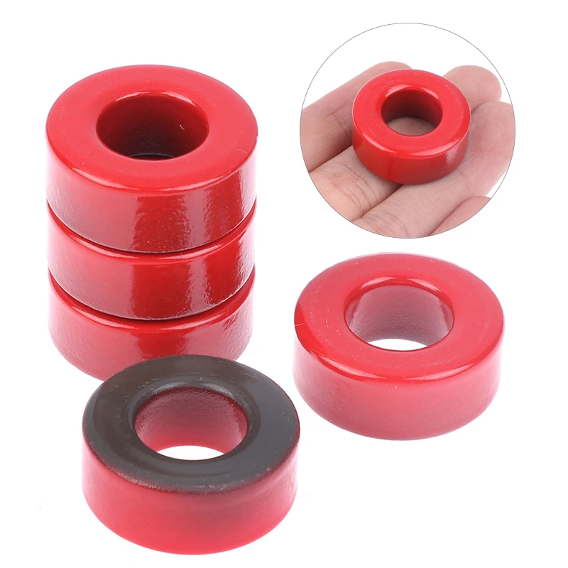 5Pcs 27*14*11 Mm 10μo T106-2 Iron Ferrite Toroid Cores For Inductors Iron Powder Core Red Ring Low Permeability