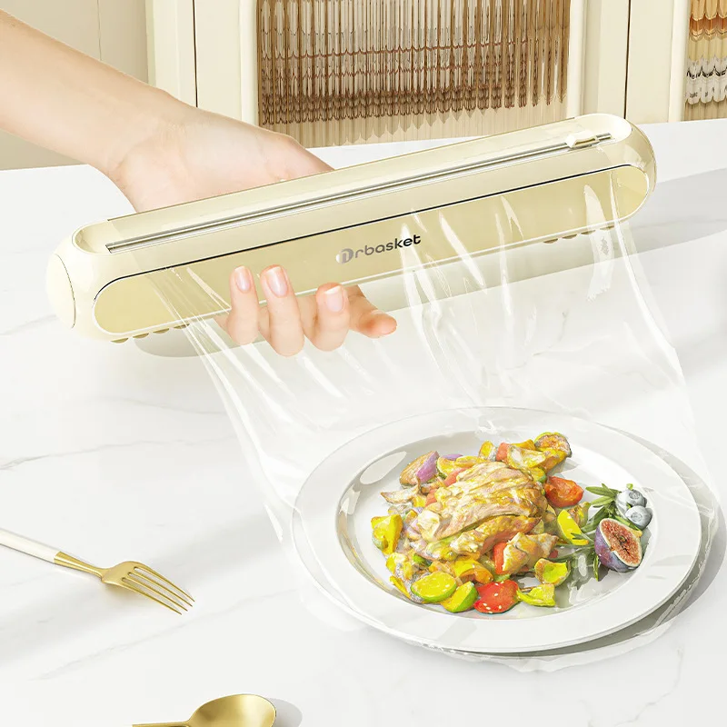 

LMM plastic wrap cutter bottom magnetic suction type household tinfoil splitter sliding knife type