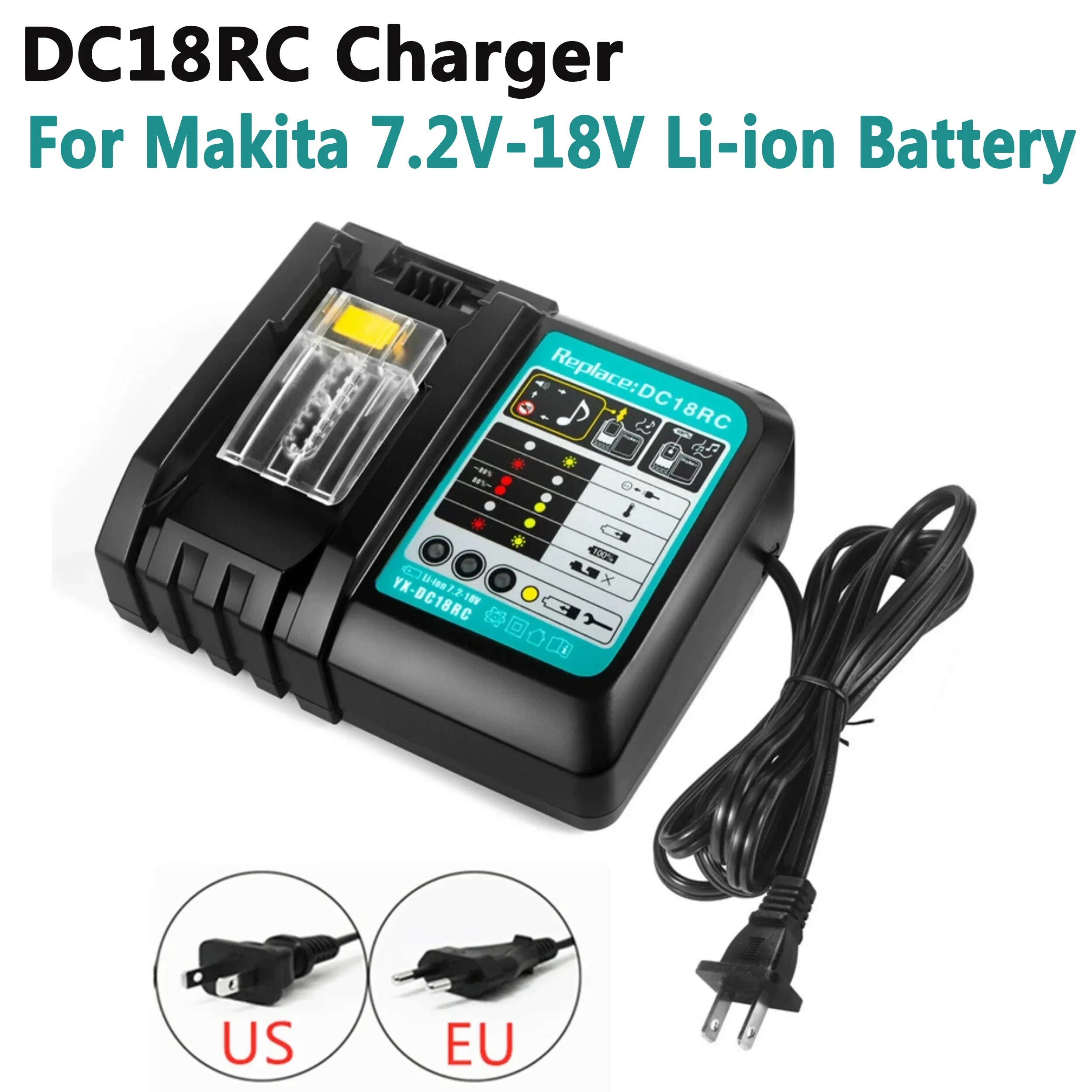 

DC18RC For Makita 18V Drill Battery Charger 3A Li-ion Charger for Makita 7.2V-18V LXT BL1815 BL1860 BL1430 BL1450