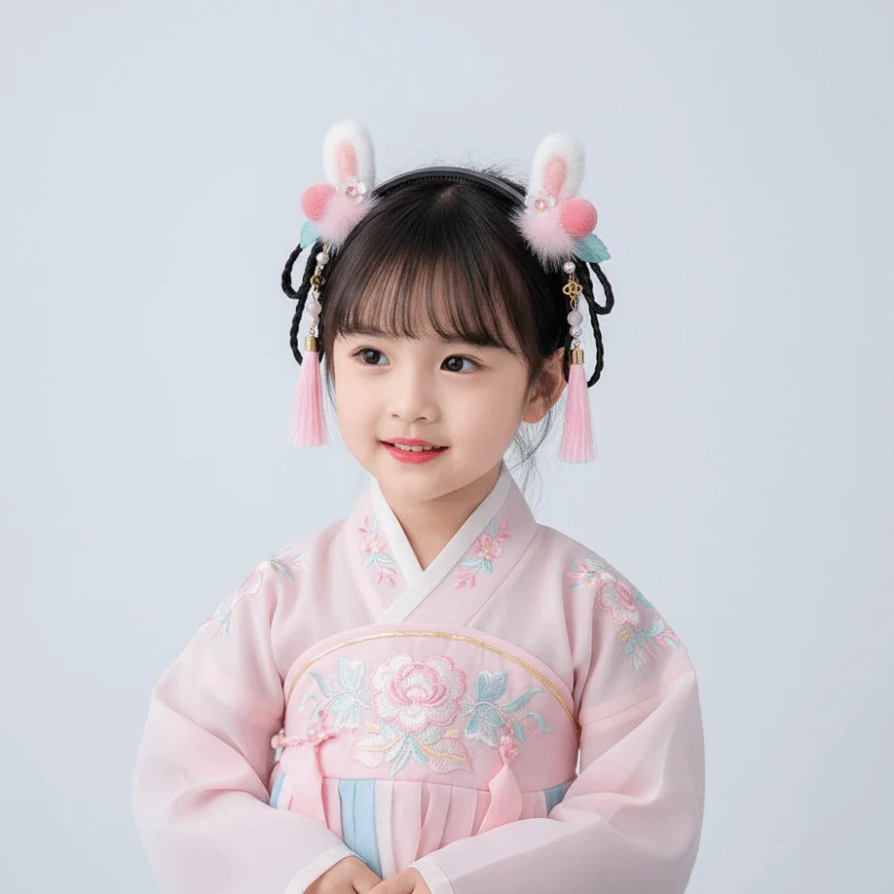 زهرة الأطفال شعر مستعار عقال شرابة فراشة السنة الصينية الجديدة أغطية الرأس تانغ دعوى الشعر هوب أفخم الطراز القديم رباط شعر أحمر