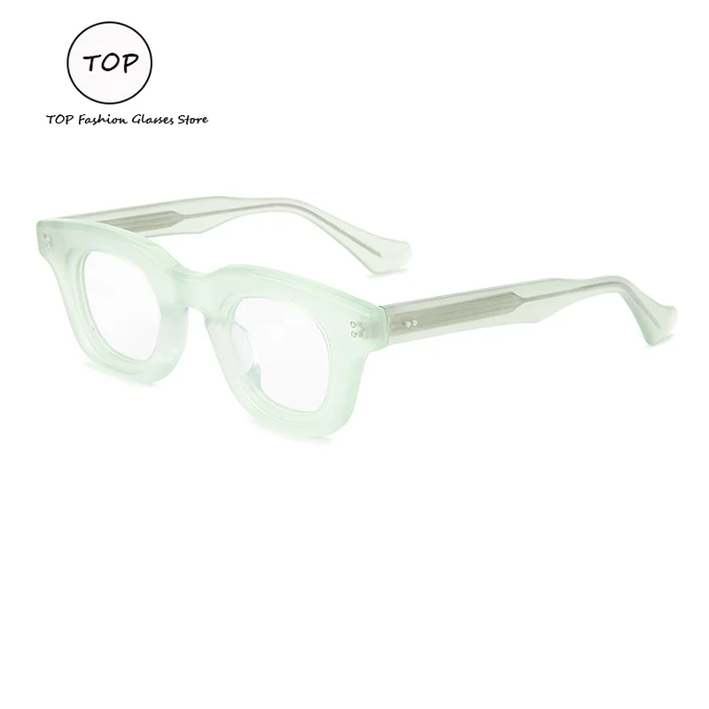 

TOP Fashion Green Acetate Eyewear Frame Vintage Square Optical Glasses for Men Women Retro Prescription Eyeglasses 46-23-148