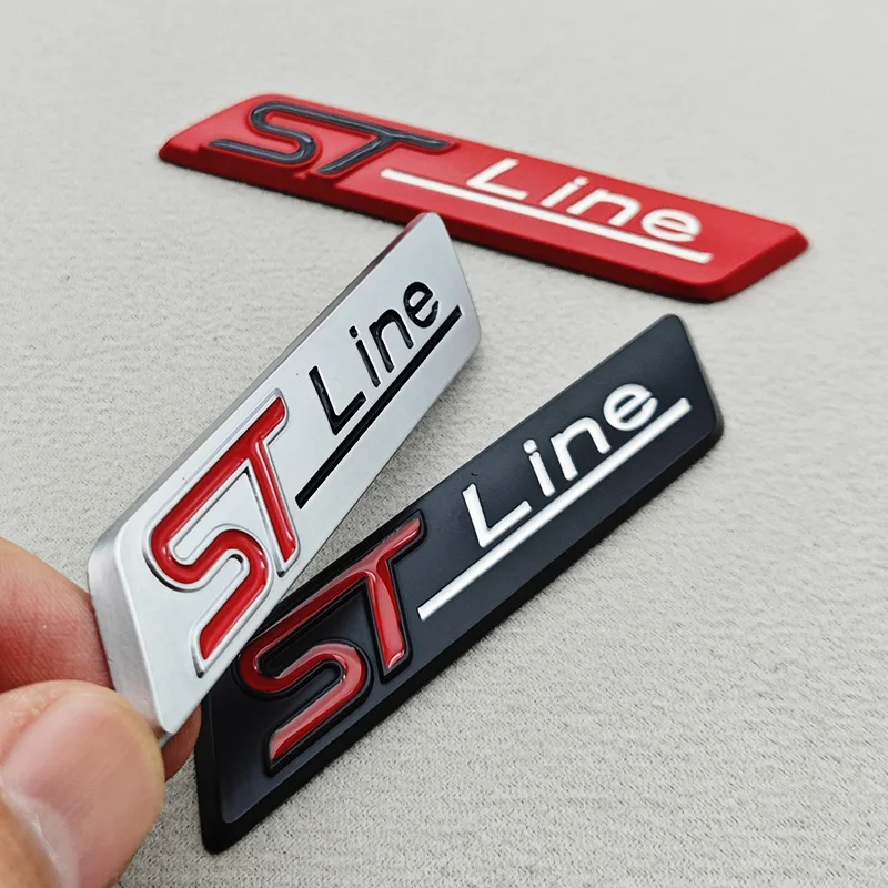 3D Metal Car Sticker ST Line Logo Fender Side Rear Trunk Badge Emblem Decal For Ford Focus 3 4 MK3 MK4 Fiesta Escape Kuga PUMA