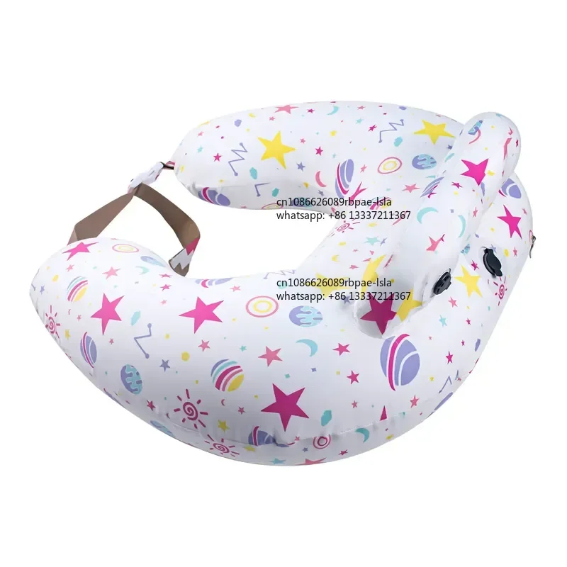 Travel Inflatable Manual Nursing Pillow for Breast Feeding U Shape TPU Material Removable Pure Cover 0-12 Months Baby Support
