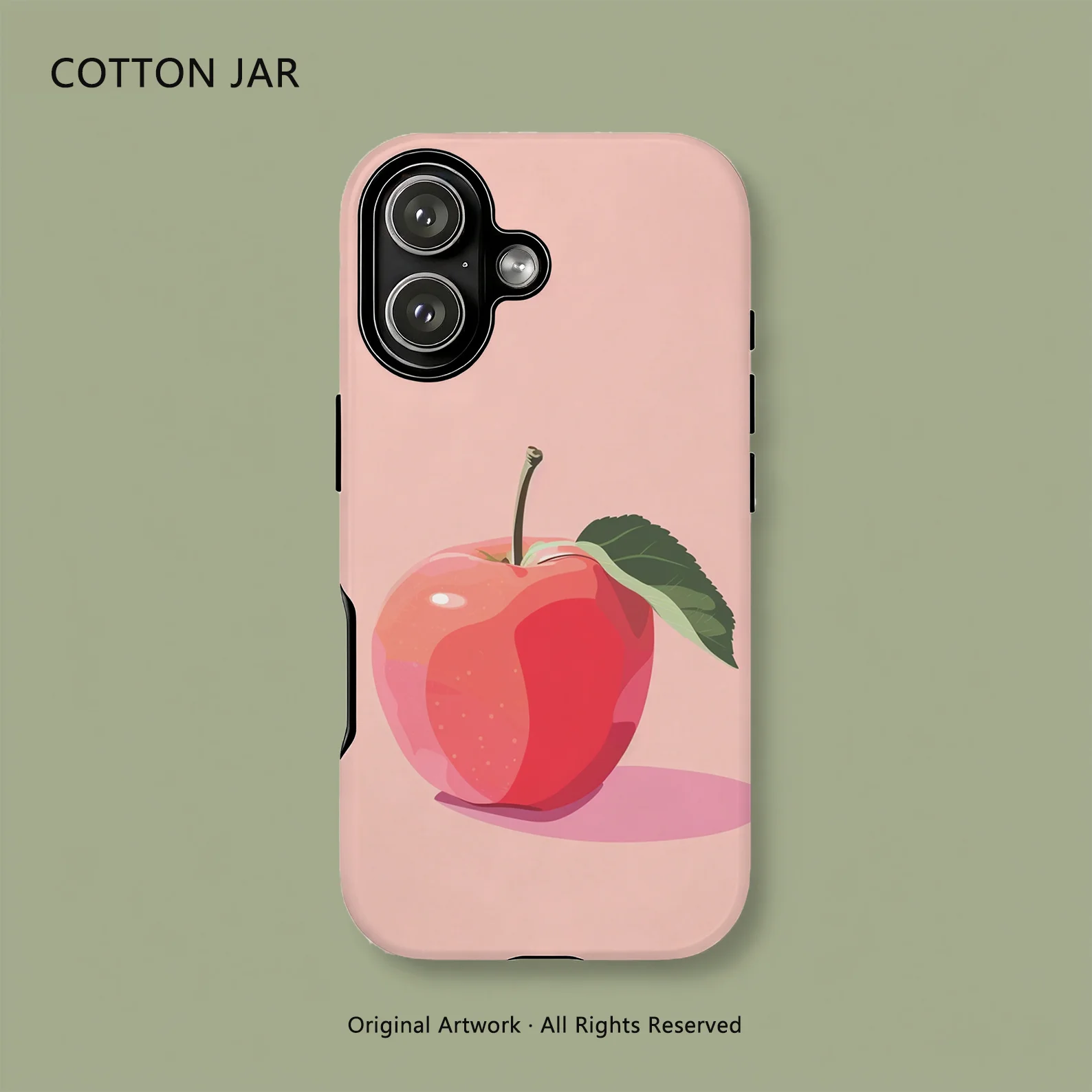 

Red Apple Fruit Pattern Case for iPhone 17 16 15 14 13 12 Pro Plus Max Dual Layer Magsafe Magnetic Shockproof Sweet Pink Cover