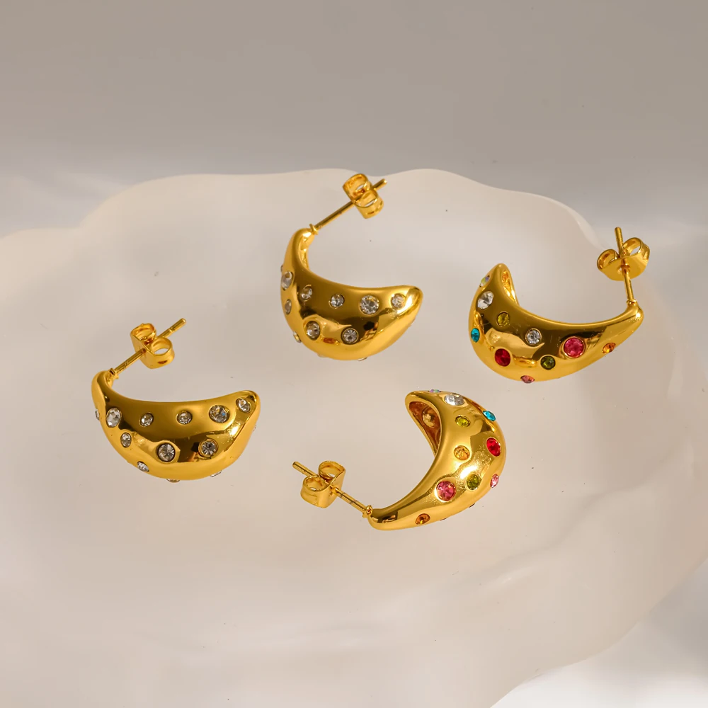 Modische Ohrringe in Tropfenform für Damen, mit bunten Zirkonia-Einsätzen, aus Edelstahl, als Schmuck für Partys. – Detail 3