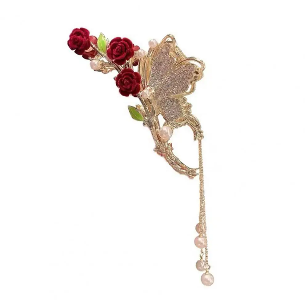 Beautiful Large Hair Claw Headdress Women Hair Gripper Rose Flower Embellishment Sweet Girl Back Head Clip  Decorative