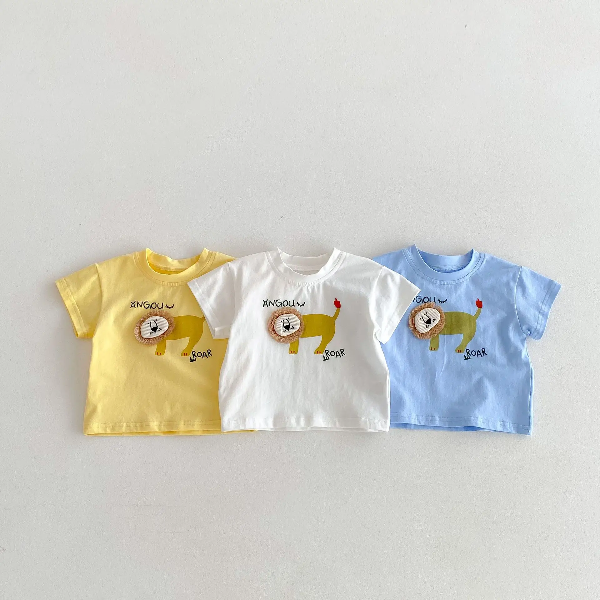 Summer Newborn Infant Baby Boy Girls\' Cute Cartoon Lion T-shirt Muslin Perfect for Kids\' Fashion Baby Clothing