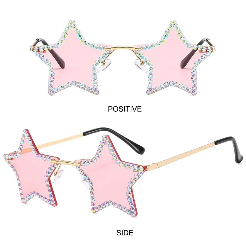 Black Star Shaped Sunglasses Trendy Colorful Fashion Rhinestone Pentagon Sun Glasses Retro Pentagon Dance/Party/Halloween