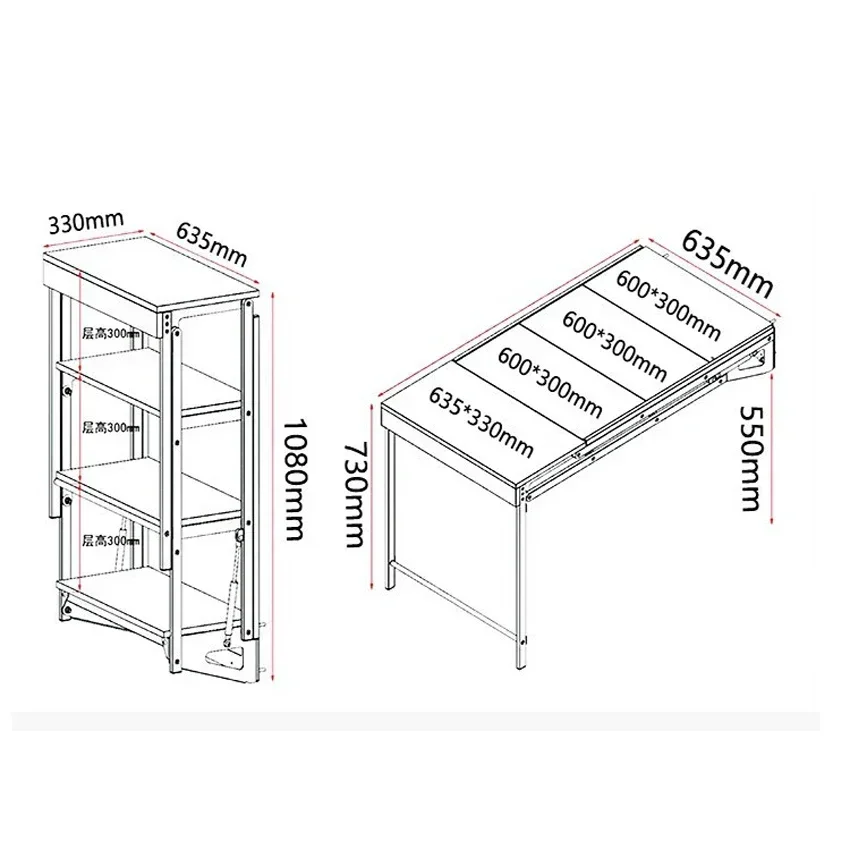 

Telescopic Wall-mounted Folding Table Hardware Accessories Cold-rolled Steel Rack 60W*120L*73H bear 80KG Without table plate