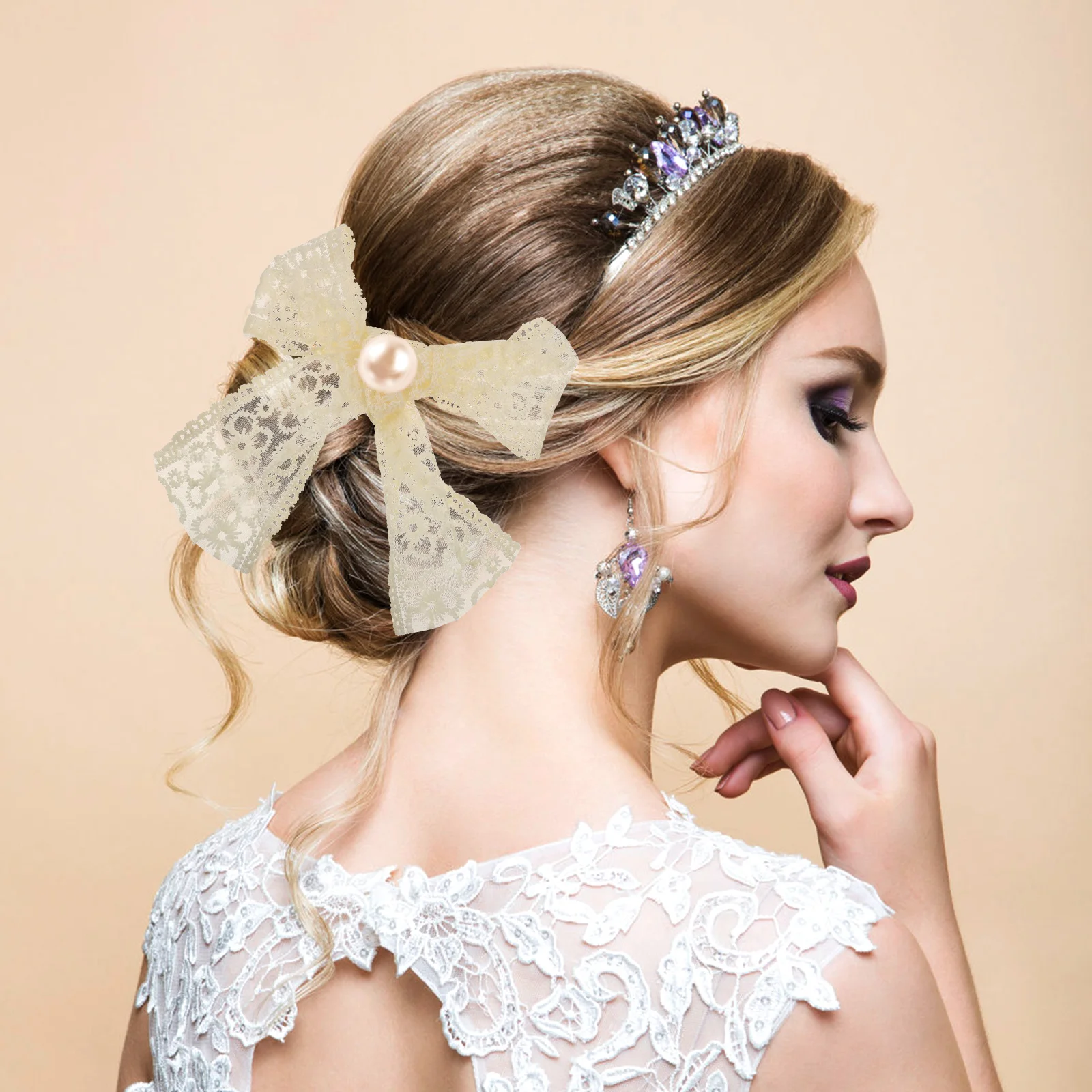 

Butterfly Bow Hair Accessory Material Beige Ribbon Embroidery Lace Trim for Sewing Clothes Decorations DIY Craft Making