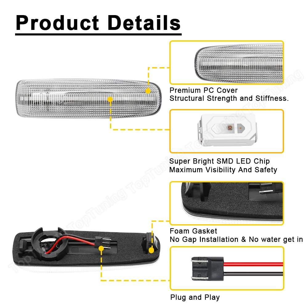 Dynamic LED Side Marker Light 2PCS For Nissan 300ZX 1990-1996