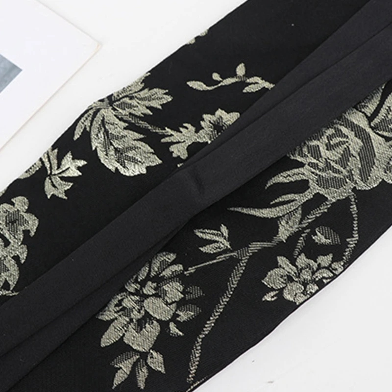 Retro Wide Waistband for Women Elegant Chinese Belt with Embroidery Flower for Ancient Clothing Mamianqun