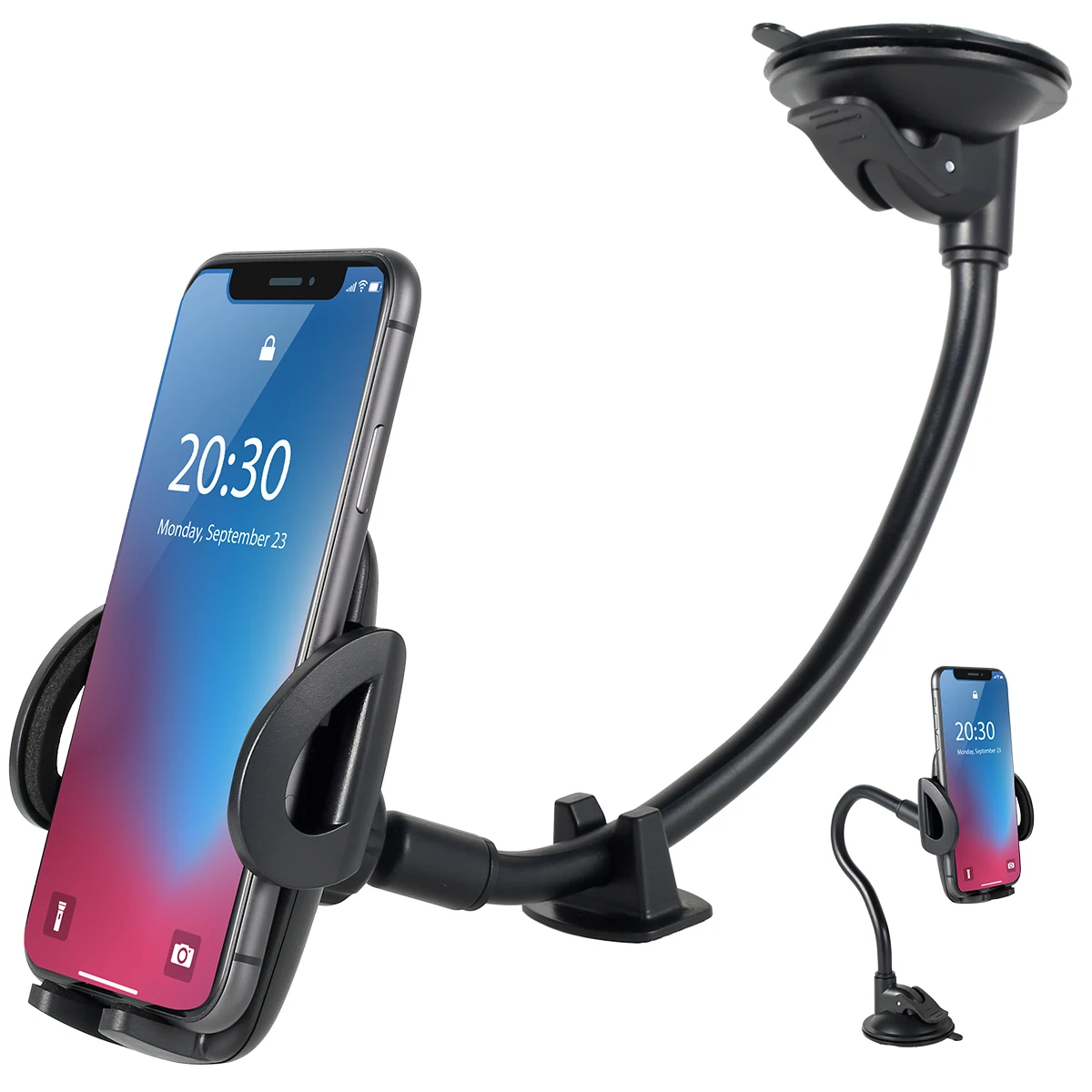 5/1PCS Car Phone Holder Mount 360° Rotatable Long Arm Windshield Phone Cradle with Suction Cup 1.9-4.1in Mounting Seat Non-Slip