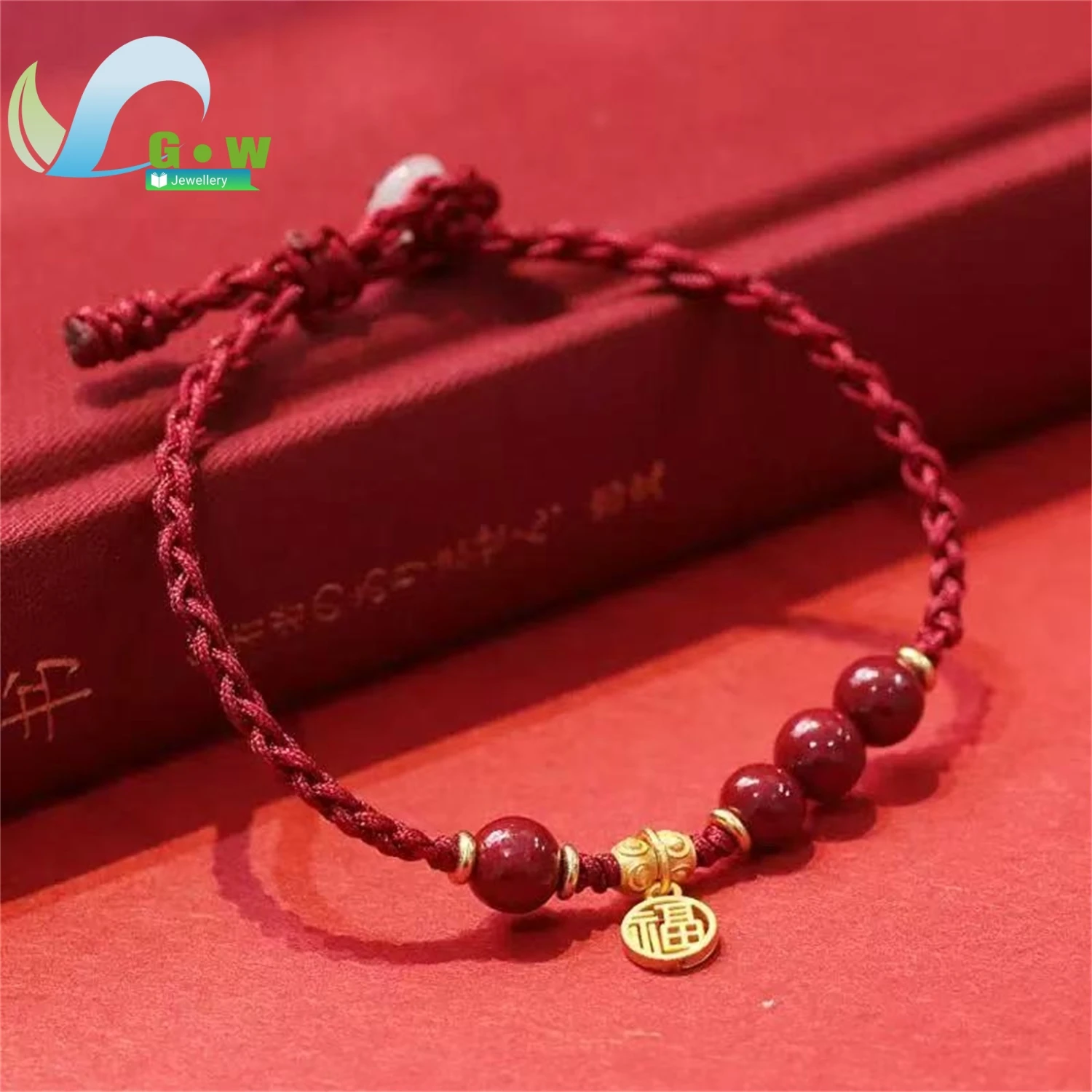 Natural High Content Purple Gold Sand Cinnabar Bracelet Handmade Woven Rope Wristband Unisex Jewelry Protection Charm Gift For