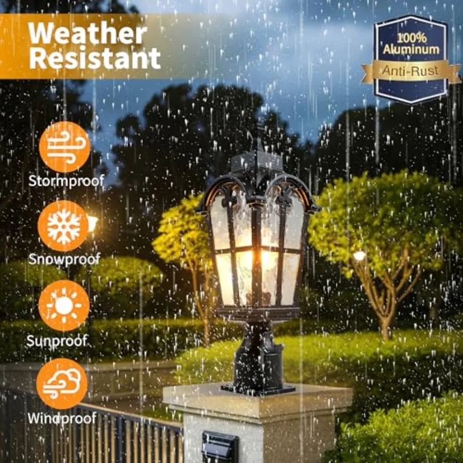 Sensor Outdoor Post Lights Waterproof Post Light Fixture Outdoor Anti-Rust Waterproof Exterior Lamp Post Lighting for Front Doo view 5