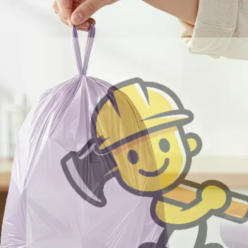10 Rolls Purple Drawstring Trash Bags Thick Leak Proof Disposable For Kitchen Bathroom Home Trash Cans
