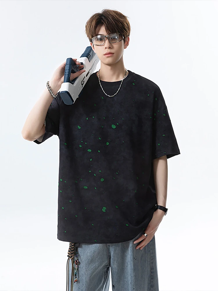 

Retro American Cleanfit Design Men's ort Sve T-irt Couple's Vest Fake Two-Piece Summer Trend f Sve Cotton Youth ...